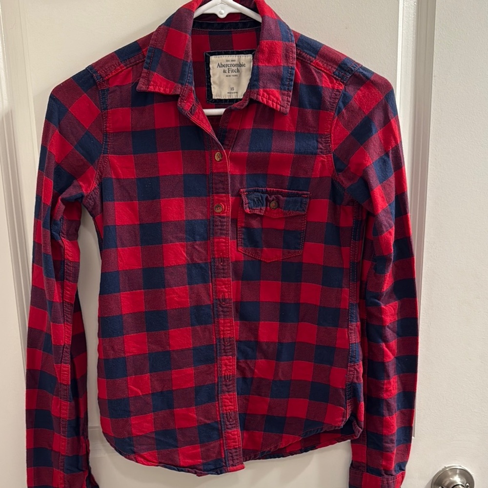 Abercrombie & Fitch Red and Blue Plaid Shirt